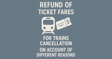 Refund of ticket fares for trains cancellation on account of different reasons